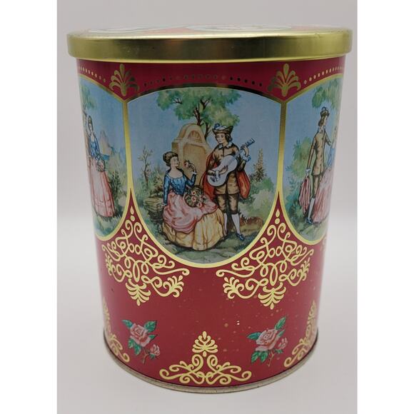 Mid Century Vintage Container / Red Gold Decorative Candy Tin / Made In England - Picture 5 of 16
